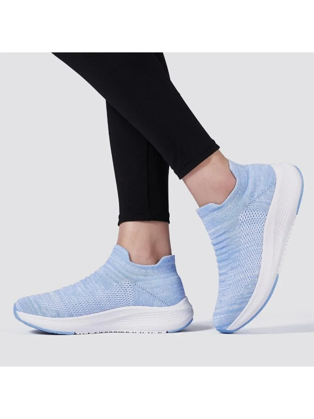 Women Light Blue Rubber Walking Shoes Comfort Lightweight Sneaker Athletic Shoes